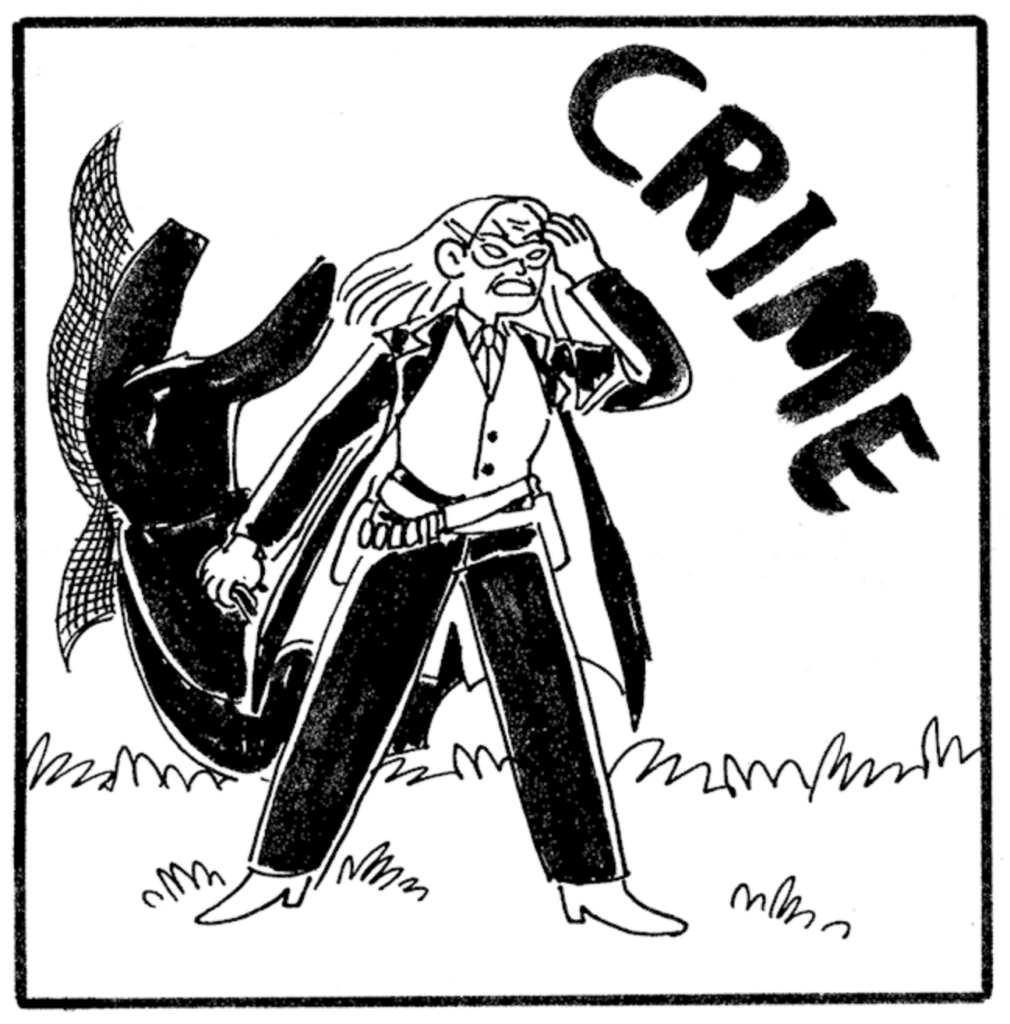 A werewolf matriarch throwing off her mourning clothes and yelling CRIME